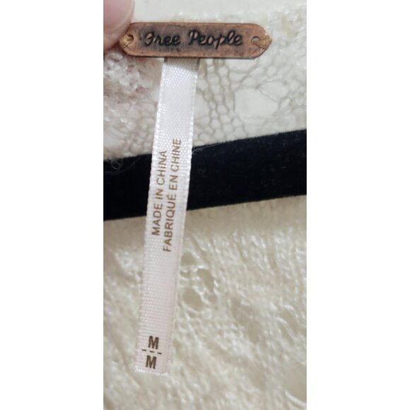 Free People Ivory Lace Layered Boho Top Women’s Size M Sheer Crochet Tunic Roman - Picture 6 of 8